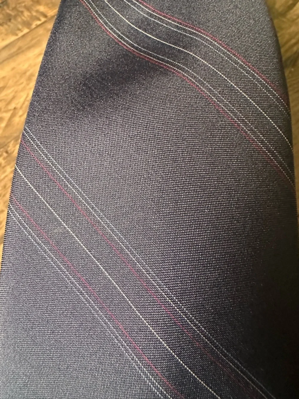 Vintage Christian Dior USA Striped Logo Navy Blue Red Men’s Designer Neck Tie